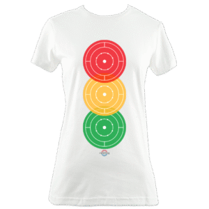 Women's Fitted Crokinole UK Traffic Light Tee - White